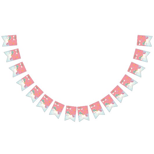 星付きの可愛い虹の一角獣。 バンティングフラッグ (全)