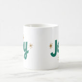 星付きの白と緑のジョイクリスマス コーヒーマグカップ (中央)