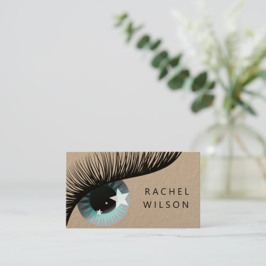 星付きの粗野なクラフト化粧アーティストまつげ 名刺 (スタンド正面)