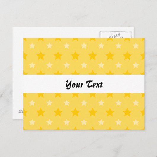 星付きの黄色のパターン ポストカード (正面/裏面)