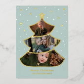 星付きツリーのメリークリスマスフォト 箔シーズンカード (正面)