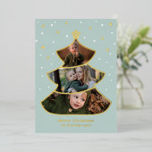 星付きツリーのメリークリスマスフォト 箔シーズンカード (立ち正面)