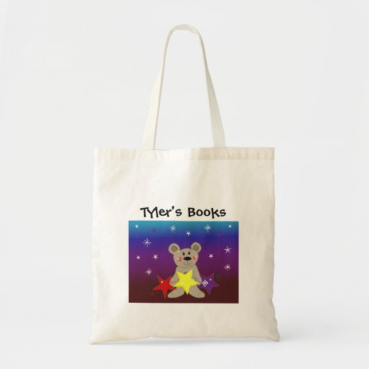星付きテディベアのブックバッグ トートバッグ (正面)