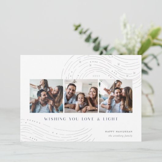 星付きニュース | 3フォトコラージュHanukkahカード シーズンカード (スタンド正面)