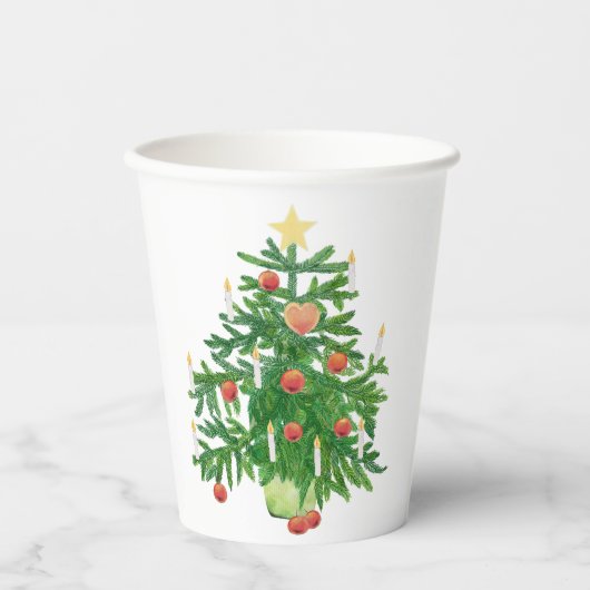 星付きビンテージクリスマスツリー 紙コップ (正面)