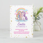 星付きマーメイドユニコーンの誕生日招待状 招待状 (スタンド正面)