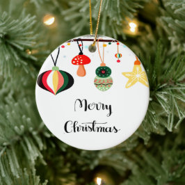 星付きメリークリスマスカラフル セラミックオーナメント