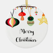 星付きメリークリスマスカラフル セラミックオーナメント (正面)