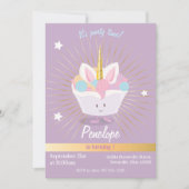 星付きユニコーンカップケーキ|誕生日招待状 招待状 (正面)