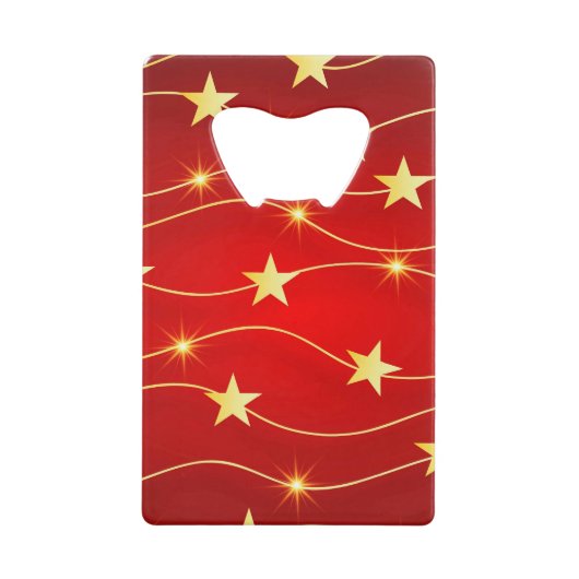 星付きルビーレッドパターン クレジットカード栓抜き (正面)