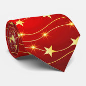 星付きルビーレッドパターン ネクタイ (ロール)