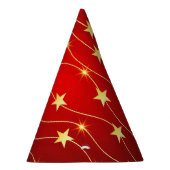 星付きルビーレッドパターン パーティーハット (右)