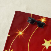 星付きルビーレッドパターン ビーチタオル (インサイチュ)