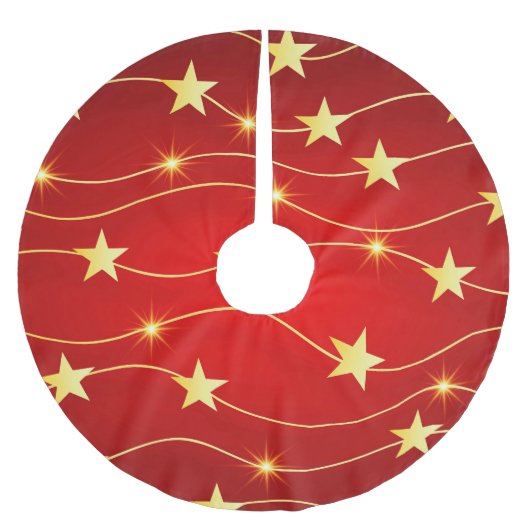 星付きルビーレッドパターン ブラッシュドポリエステルツリースカート (正面)