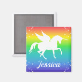 星付きレインボーグラデーションとユニコーンシルエット マグネット (正面/裏面)