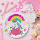 星付きレインボーユニコーン ペーパープレート (パーティー)