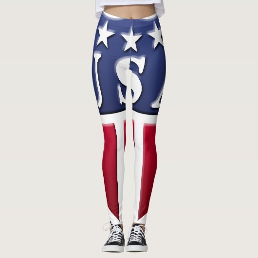 星付きレッドホワイトブルーUSAシールドレギンス レギンス (正面)
