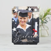星付き卒業発表の大学院写真 招待状 (スタンド正面)