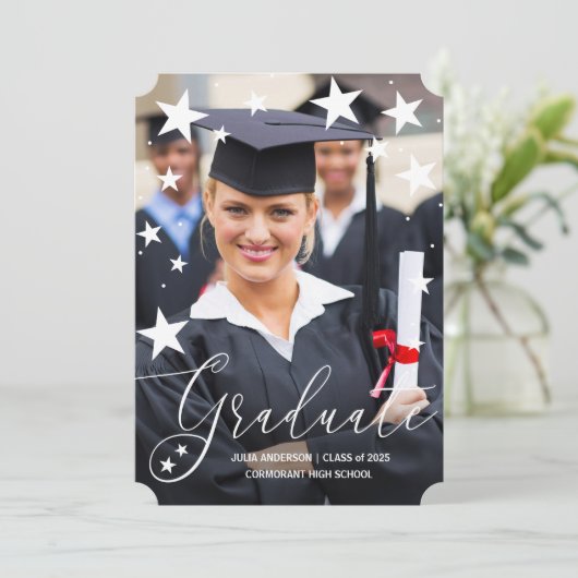 星付き卒業発表の大学院写真 招待状 (スタンド正面)