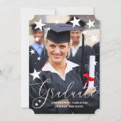 星付き卒業発表の大学院写真 招待状 (正面)