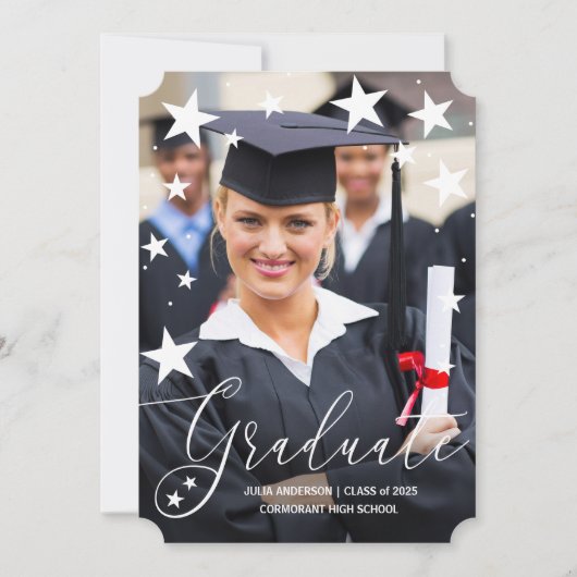 星付き卒業発表の大学院写真 招待状 (正面)