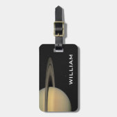 星付き惑星太陽の土星系ブラック宇宙 ラゲッジタグ (正面縦)