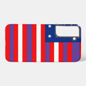 星付き愛国的な赤とストライプ白の SAMSUNG GALAXYケース (裏面横)