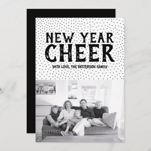 星付き新年応援写真カード |黒 シーズンカード (正面/裏面)