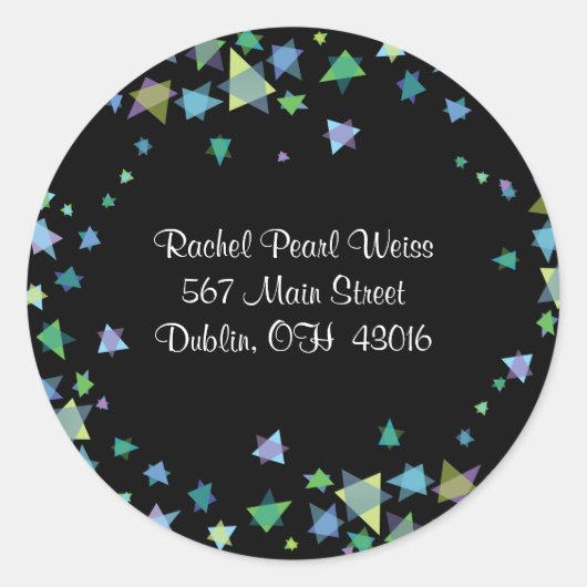 星付き生命の木差出人住所シール ラウンドシール (正面)