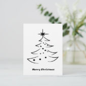 星付き白黒メリークリスマスツリー シーズンポストカード (スタンド正面)