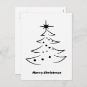 星付き白黒メリークリスマスツリー シーズンポストカード (正面/裏面)