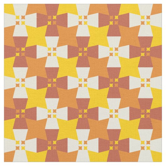 星付き秋の黄色とオレンジ色 ファブリック (クローズアップ)