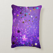 星付き紫色のホイルの背景 アクセントクッション (裏面(縦))