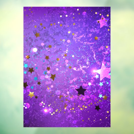 星付き紫色のホイルの背景 ウィンドウサイン (シート3)