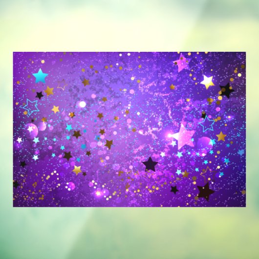星付き紫色のホイルの背景 ウィンドウサイン (シート3)