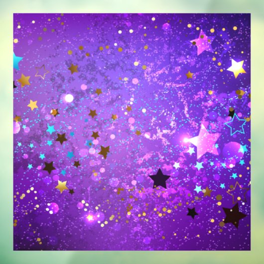 星付き紫色のホイルの背景 ウィンドウサイン (シート3)