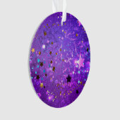 星付き紫色のホイルの背景 オーナメント (正面)