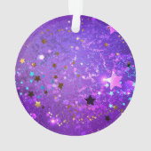星付き紫色のホイルの背景 オーナメント (裏面)