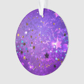 星付き紫色のホイルの背景 オーナメント (正面)