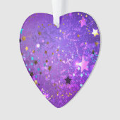 星付き紫色のホイルの背景 オーナメント (正面)