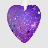 星付き紫色のホイルの背景 オーナメント (正面)