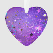 星付き紫色のホイルの背景 オーナメント (裏面)