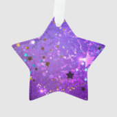 星付き紫色のホイルの背景 オーナメント (裏面)