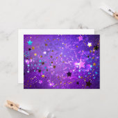 星付き紫色のホイルの背景 カード (正面/裏面インサイチュ)