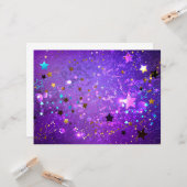 星付き紫色のホイルの背景 カード (正面/裏面インサイチュ)