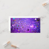 星付き紫色のホイルの背景 カード (正面/裏面インサイチュ)
