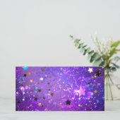 星付き紫色のホイルの背景 カード (スタンド正面)