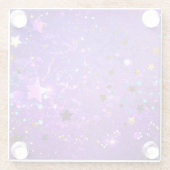 星付き紫色のホイルの背景 ガラスコースター (裏面)