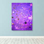 星付き紫色のホイルの背景 キャンバスプリント (インサイチュ (ウッドフロア))