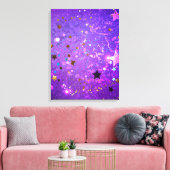 星付き紫色のホイルの背景 キャンバスプリント (インサイチュ (リビング))